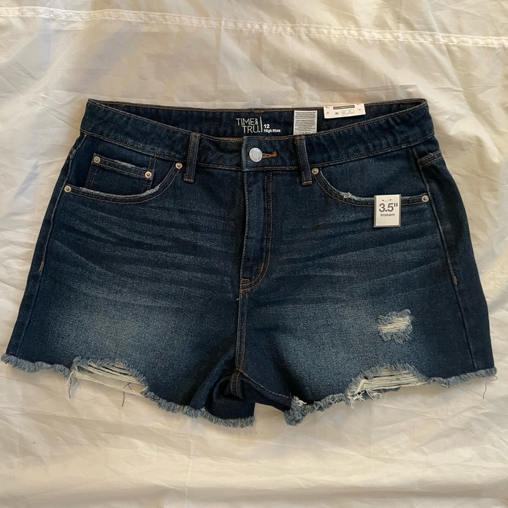 Women’s Dark Blue Ripped Jean Shorts Size 12